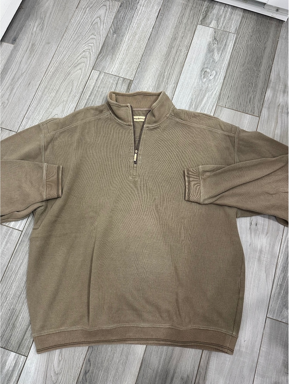 Tommy Bahama Men's Pullover Half-Zip Cotton Sweater XL Taupe